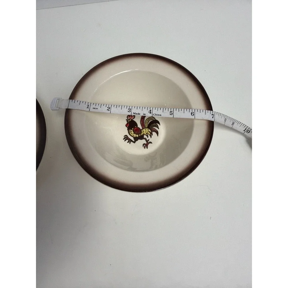 Vintage Metlox Poppytrail Red Rooster 7 Inch Cereal Bowls‎ Set of 2